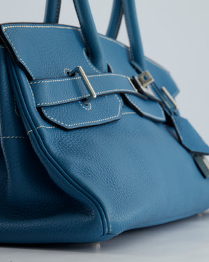 *COLLECTORS* Hermès Birkin JPG Bag in Bleu Jean Clemece Leather with Palladium Hardware